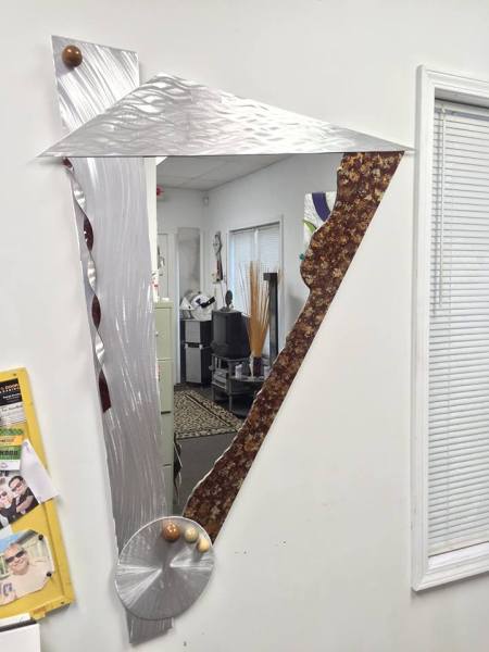 contemporary mirror and brown mirror in abstract mirror style