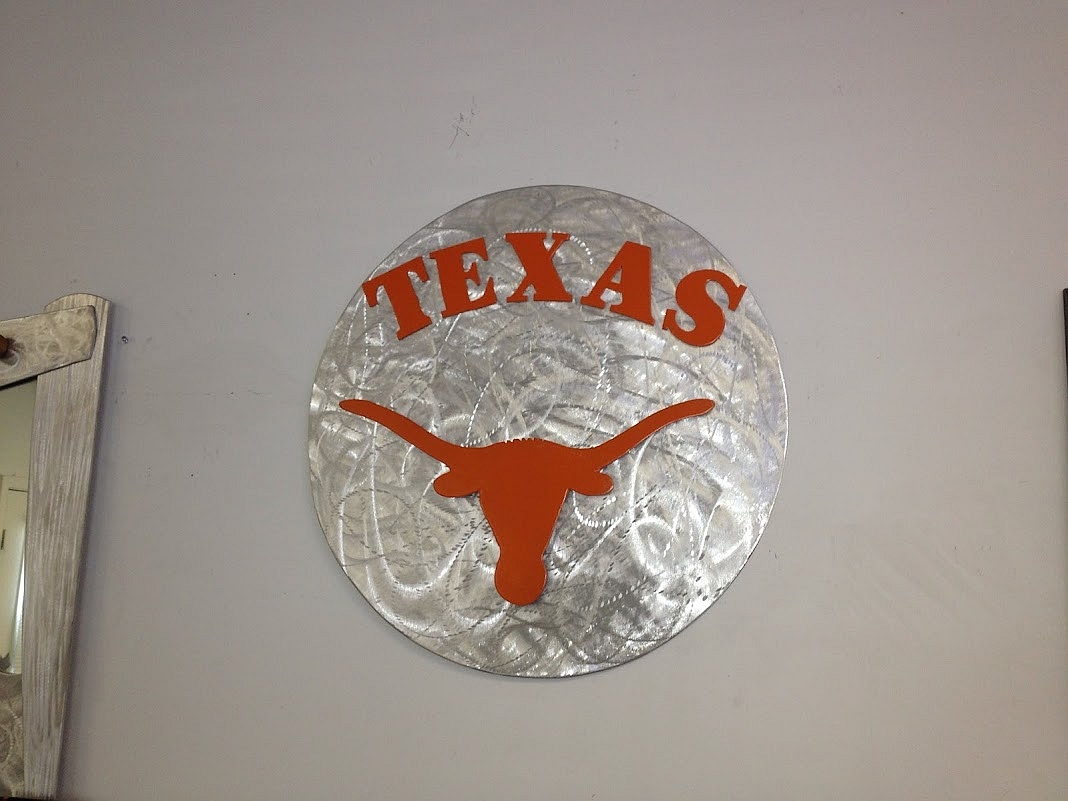texas longhorns art sculpture.texas longhorns logo sign im brushed aluminum