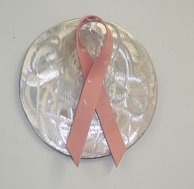 breast cancer ribbon art piece gift, pink ribbon gift of art