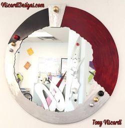 mirror,contemporary mirror,abstract mirror with burgandy color abstarct mirror style
