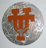 texas longhorns logo sign in brushed aluminum and texas longhorns logo sign 