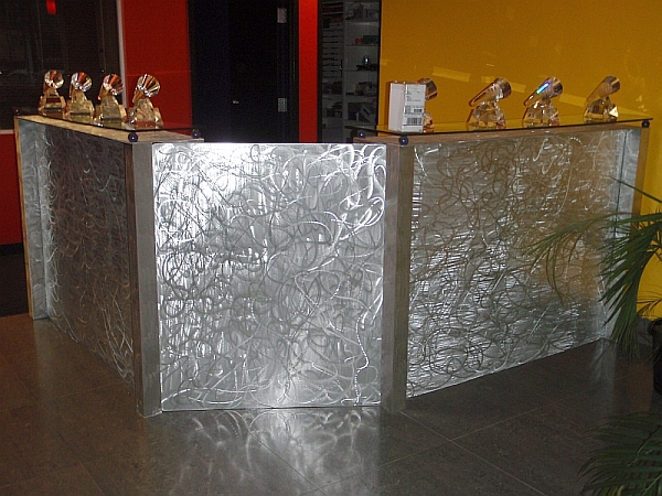 Receptionist desk,front desk and custom front desk in brushed aluminum
