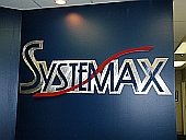 Custom sign and abstract sign, brushed aluminum sign,systemmax sign in brushed aluminum