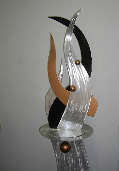 tabletop sculpture in aluminum and metal small sculpture for tabletop or art stand