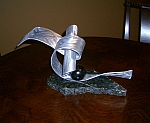 marble sculpture in brushed aluminum and abstract small sculpture design