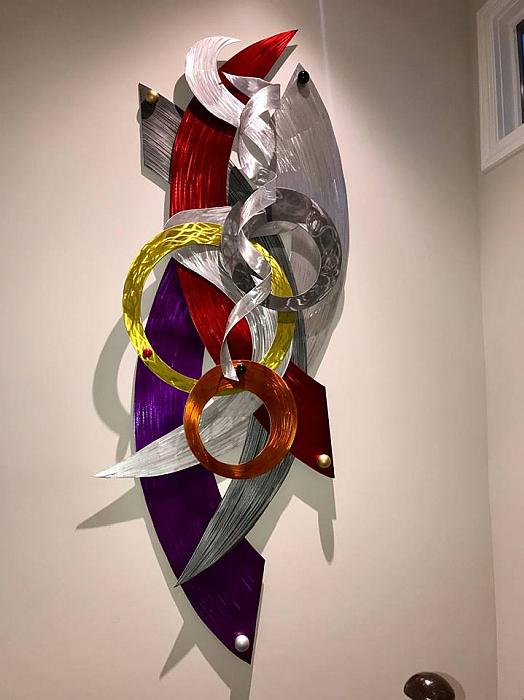 8ft contemporary wall sculpture in contemporary sculpture colors.