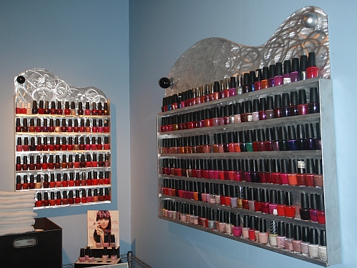 beauty salon shelfs, nail salon shelfs for nail polish