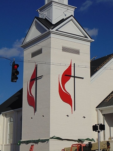 united methodist cross & flames and UMC cross and flames sign and UMC logo sign