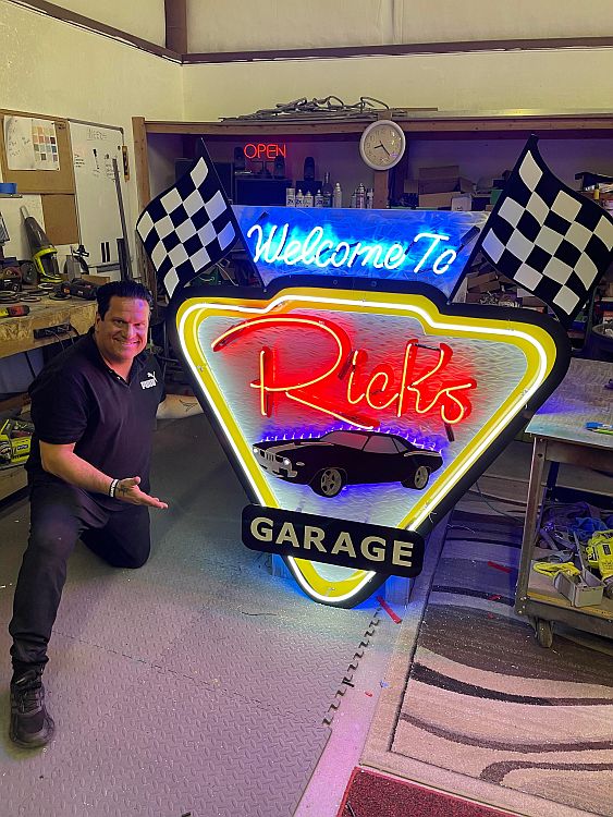 Neon car sign and hot rod car signs