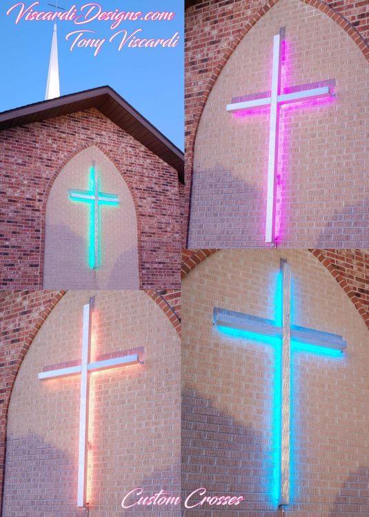 LED cross for church and large outdoor lighted cross