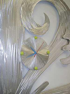 over sized clock in brushed aluminum, clock, 