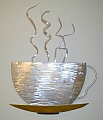 coffee art sculpture in brushed aluminum