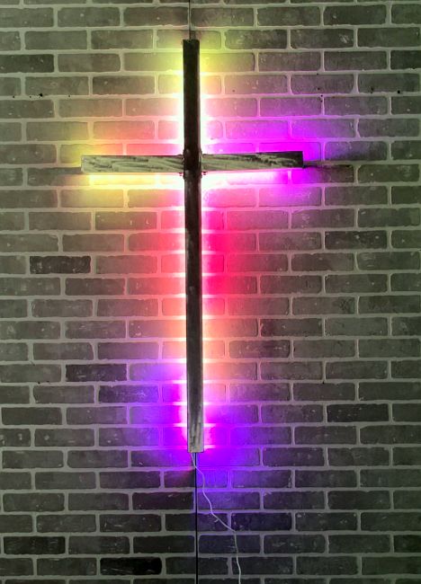 Led cross for church building