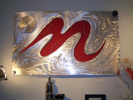 contemporary wall art, modern metal wall art, wall art, metal wall art, aluminum sculpture in brushed aluminum and abstract design by Tony Viscardi