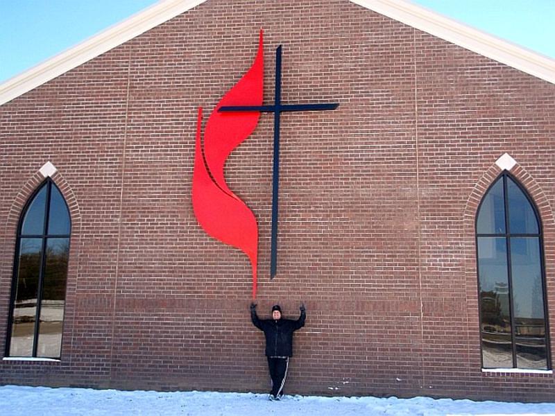 UMC Cross and large united methodist cross and flame